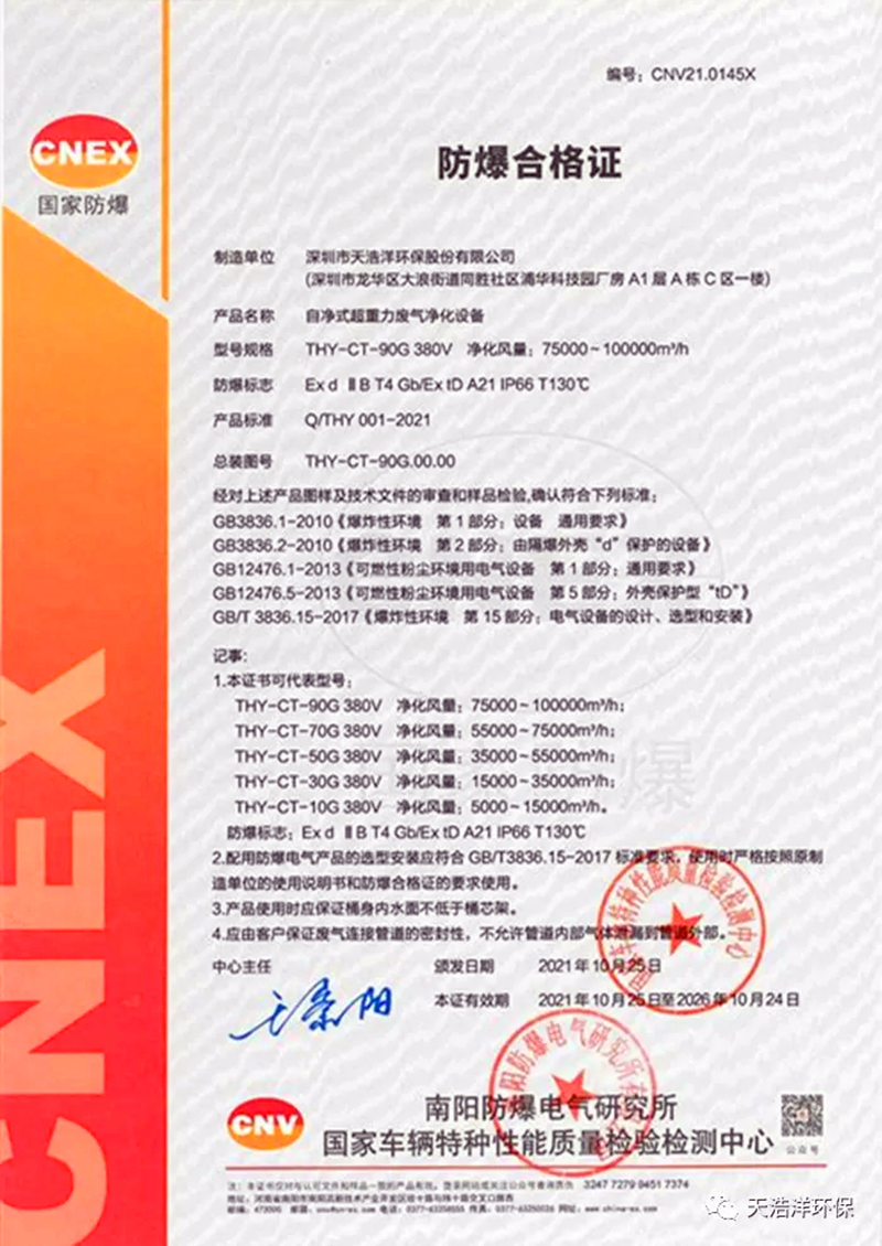 超重力除尘设备防爆合格证